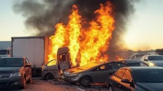 Ужасяващо ВИДЕО от мелето с БГ камион в Гърция - овъглени трупове и... 