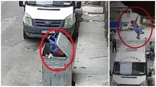 ВИДЕО: Дете на сирийци падна от втория етаж в контейнер за боклук 