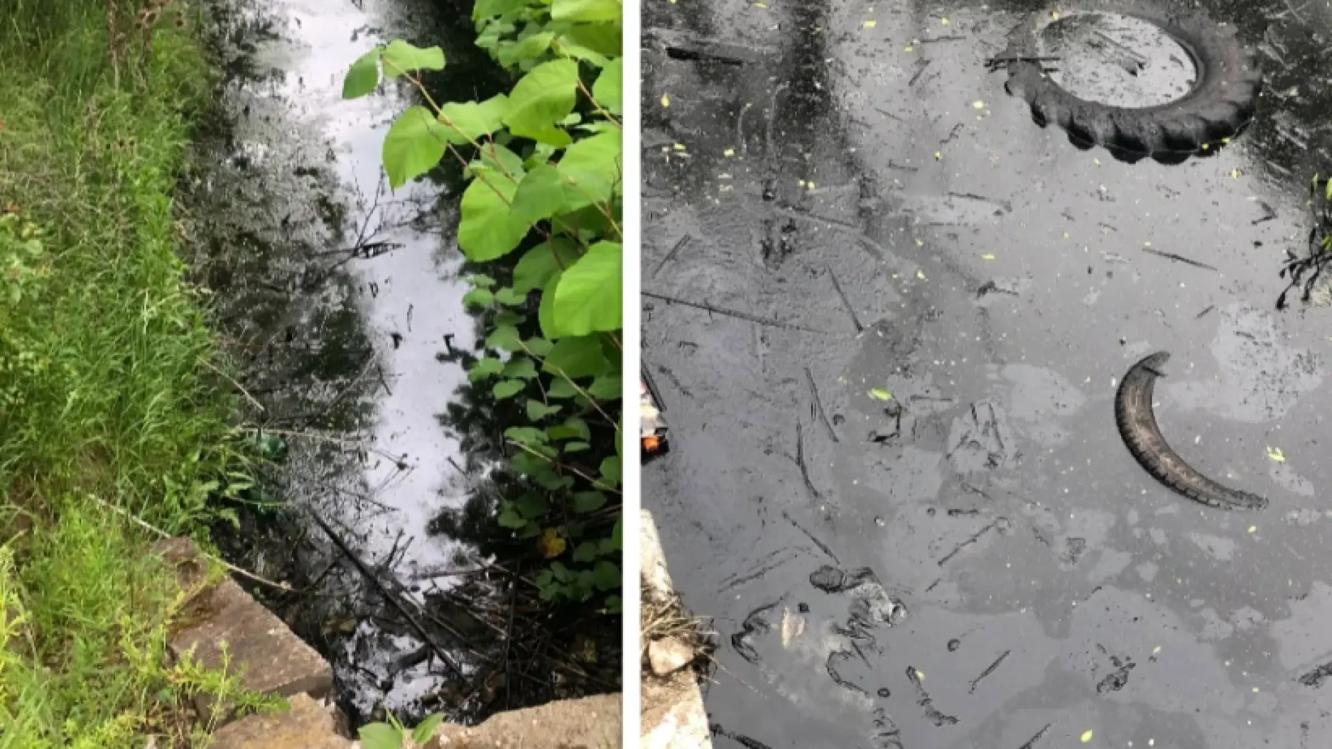 Знамение? Водата в столична рекичка стана черна Снимки