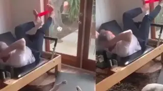 Куче реши да подкрепи собственика си в спортуването, но бързо излезе от строя Видео