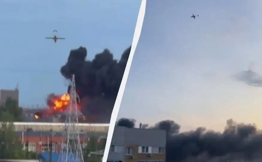 Мощни попадения по руски завод, избухнал е голям пожар Видео