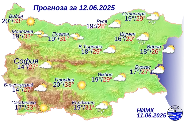33 градуса в четвъртък