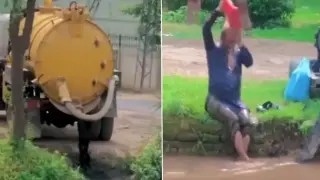 Мъж шокира мрежата, вижте къде се изкъпа Видео