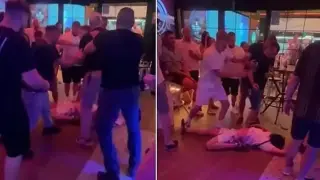 Охранител нокаутира турист в испански бар Видео 18+