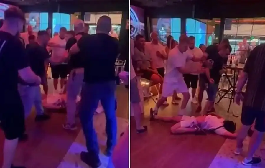 Охранител нокаутира турист в испански бар Видео 18+