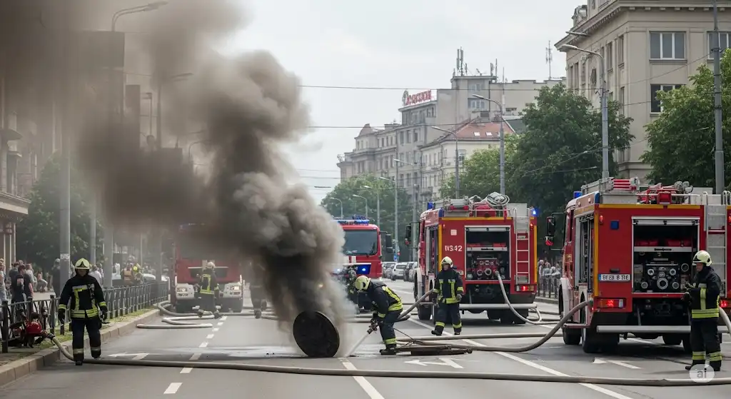 Горят кабелните канали на столичния булевард „Захари Стоянов“
