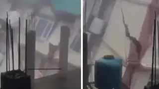 Видео показва как свлачище срути пететажна жилищна сграда