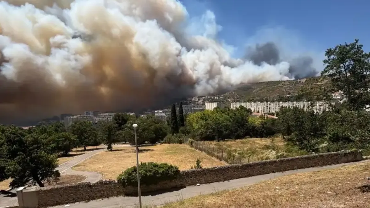 Голям пожар пламна в Марсилия, евакуират жители Видео