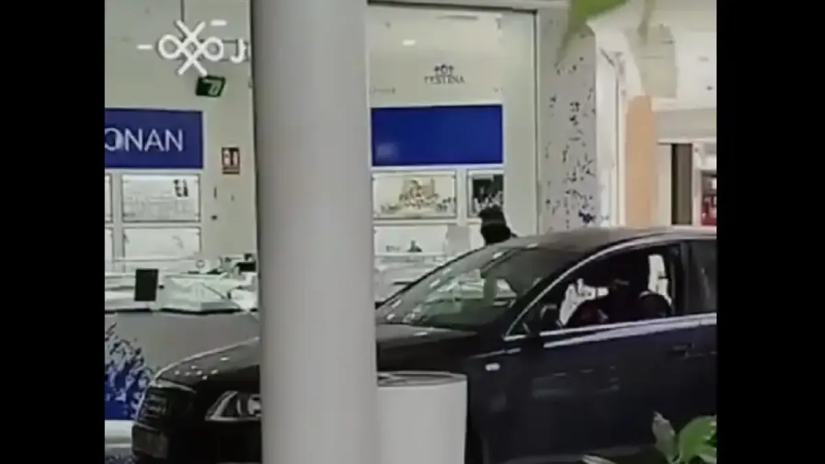 Зрелищни Видеа: Дръзки крадци влетяха с кола в търговски център
