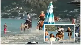 Ужасяващ инцидент на популярен плаж! Кон стъпка 5 г. момиченце Видео 18+