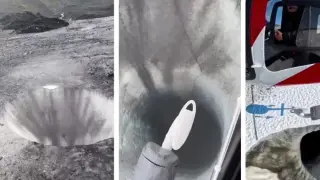 Вижте какви дълбоки дупки има в топящите се ледници Видео