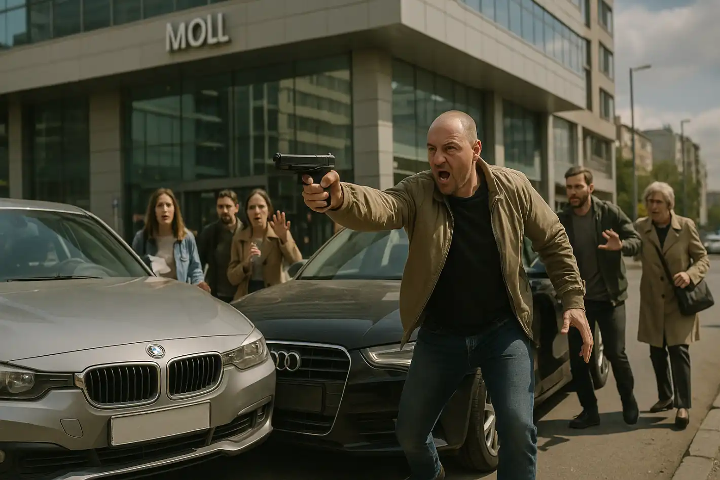 Шофьор с BMW извади пистолет след катастрофа