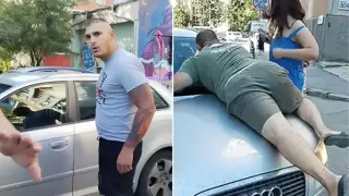 Метална палка, скачане на капак и женски крясъци: Пътен спор прерасна в бесен скандал в столичен квартал Видео