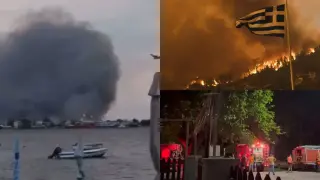 Тасос пламна, страшно е! Зрелищни кадри