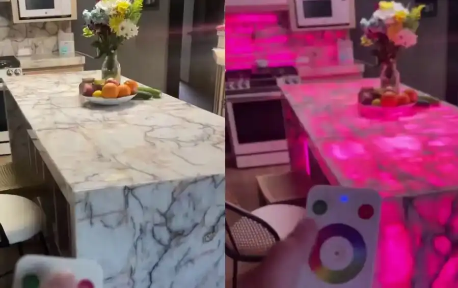 Дизайн от следващо ниво: Показаха кухня с уникално RGB осветление Видео