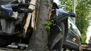 Водач взе мантинела и дърво на таран и стана най-голямата беля