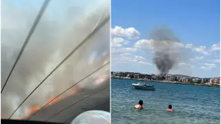 Извънредно: Голям пожар пламна до аквапарка в Несебър Видео