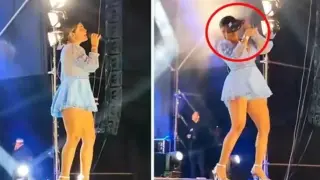 Необичаен инцидент: Дрон се вряза в главата на певица Видео