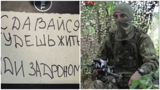 С вода и бележка: Как украински оператори на дрон плениха руски войник Видео