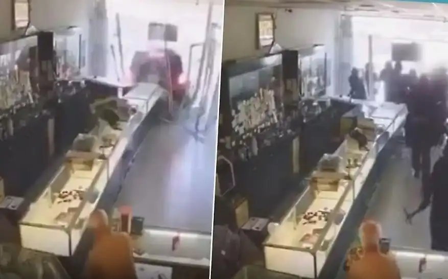 Банда млади мъже ограбиха брутално магазин за бижута Видео