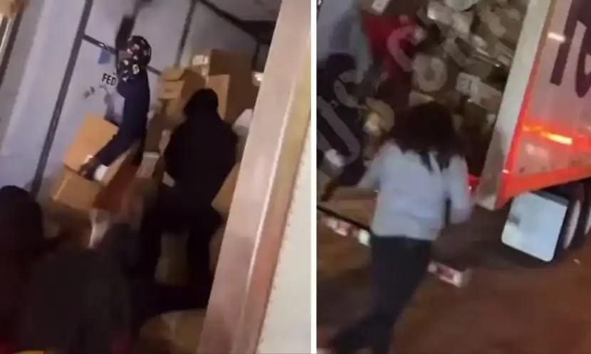 Бандити обраха камион с доставки, докато е на светофар Видео