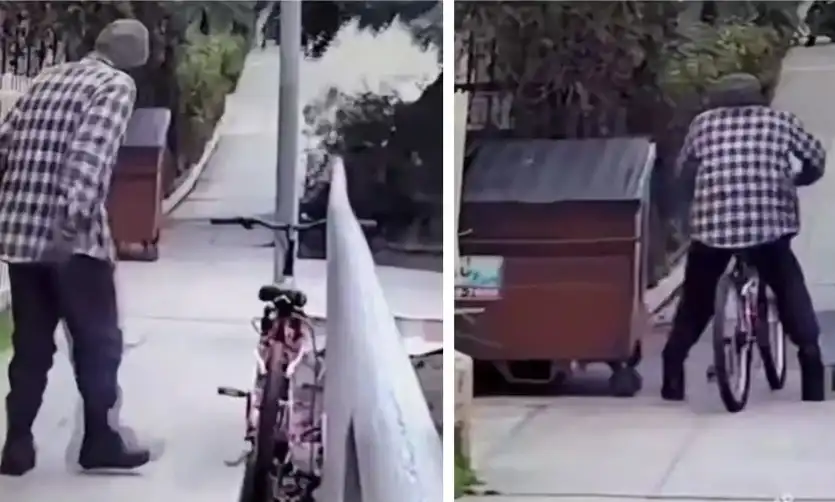 Мъж открадна велосипед, но го очакваше изненада Видео