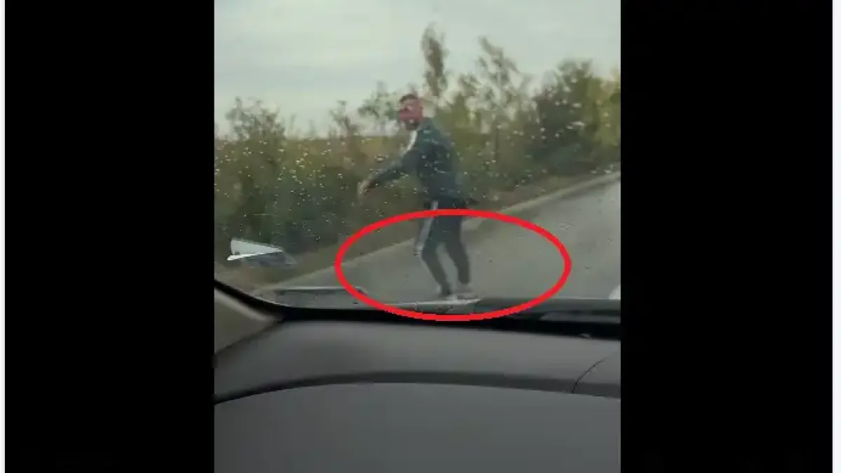 Видео от Северозапада: Мъж изби рибата с „хокей на асфалт“ след катастрофа на пътя Враца-Видин