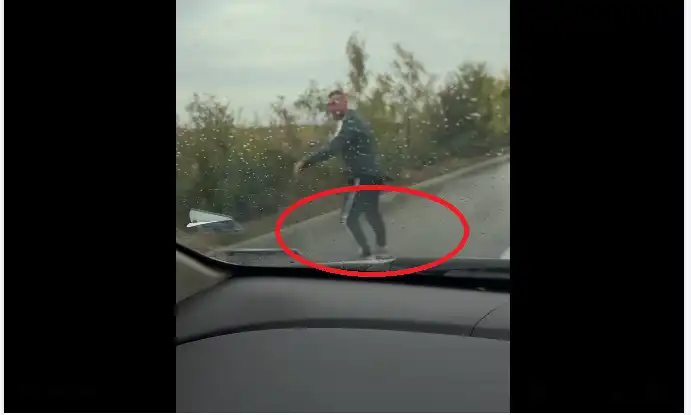 Видео от Северозапада: Мъж изби рибата с „хокей на асфалт“ след катастрофа на пътя Враца-Видин