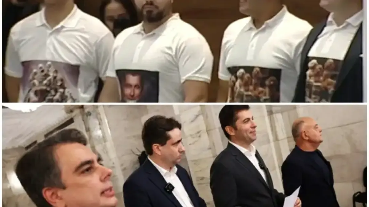 Шоу в парламента! Начетени младежи сринаха ПП-ДБ - показаха Асен Василев по пеньоар и Петков захапал... Снимки