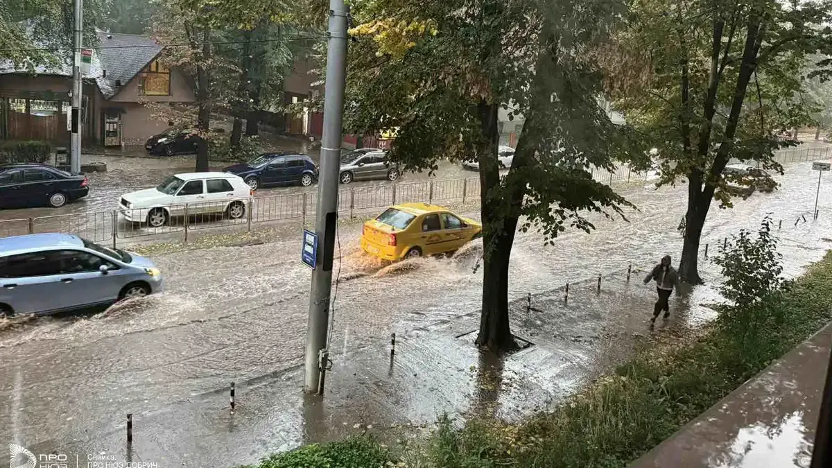 Библейски потоп в още една област, падат дървета, тръгнаха реки по улиците Снимки