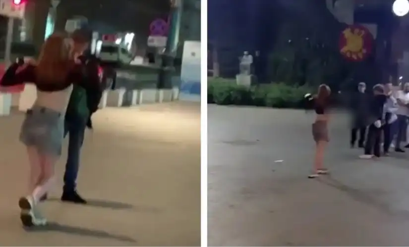 Видео 18+ запечата как момиче показва гърдите си на минувачите