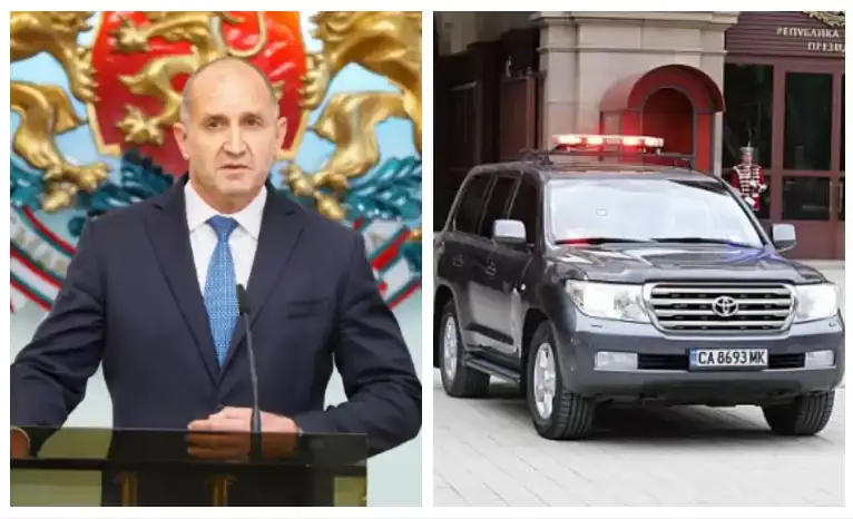 Популизъм! Радев кичи личната си кола с лампи на НСО като коледна елха