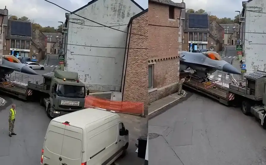 Наземна мисия: Транспортирането на F-16 изненада жители Видео