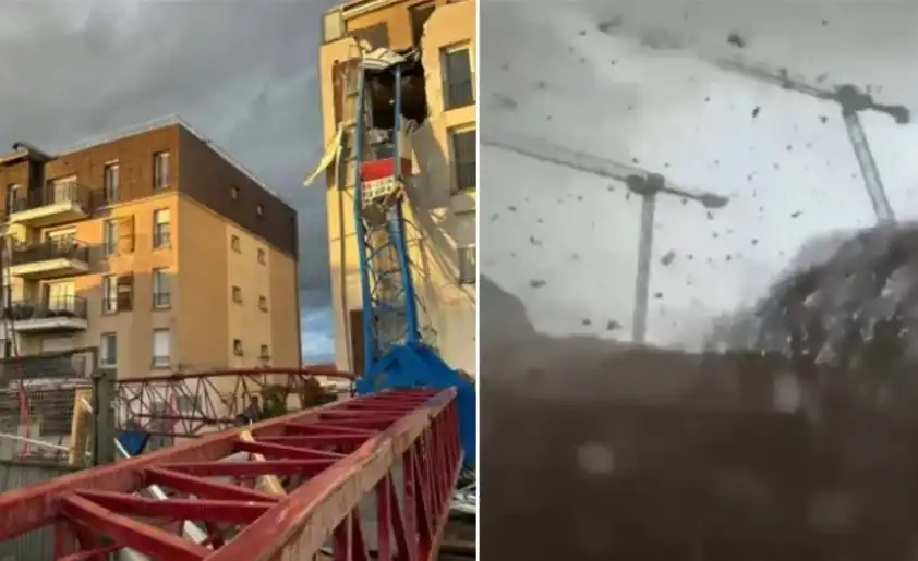 Силно торнадо премина до Париж, рухнаха 3 строителни крана Видео
