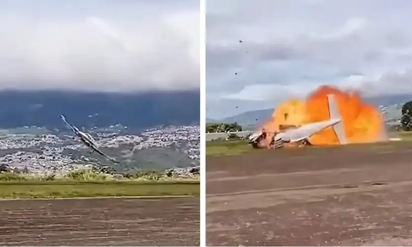 Видео запечата как лек самолет рухна и избухна в пламъци Видео