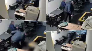 Смразяващо! Васо пребива като куче 22-г. Деяна в кафене, клиент седи до тях и не помръдва Кадри