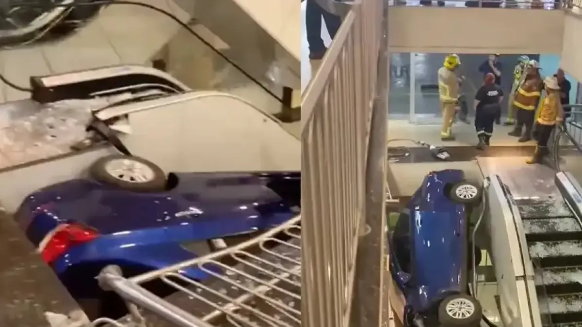 Зрелищни Видеа: Шофьорка влезе с колата си директно в ескалатор на мол