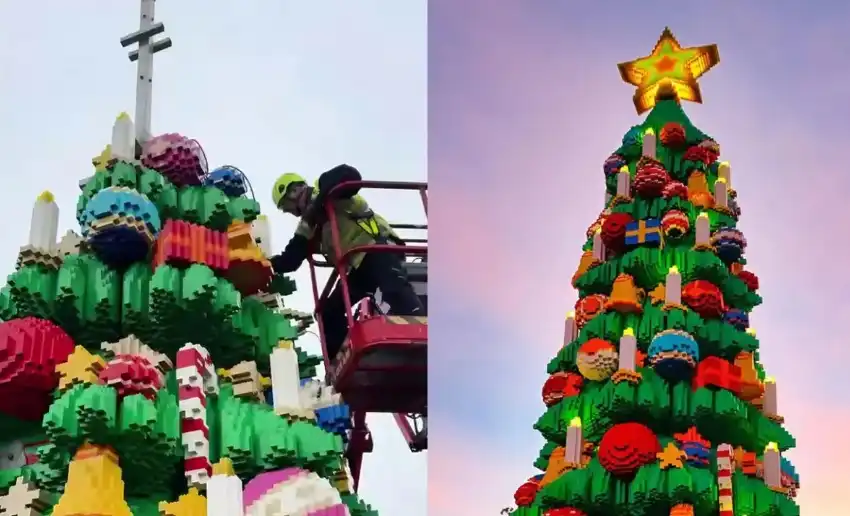 Поставиха Гигантска коледна елха от Lego Duplo Видео