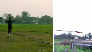 Удивително: Млад мъж управлява летящи мечове Видео