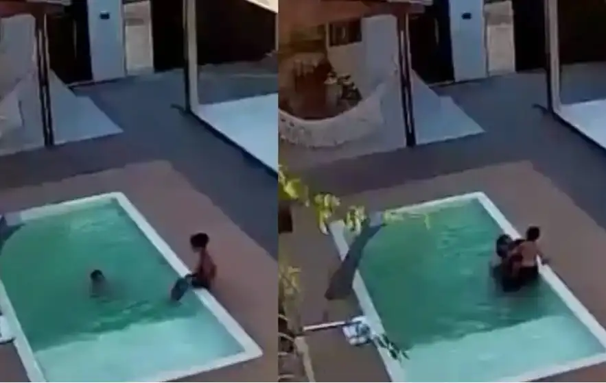 Бърза реакция: Баща спаси двете си давещи се деца Видео