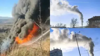 Голям пожар в Перник, градът е обгазен Снимки