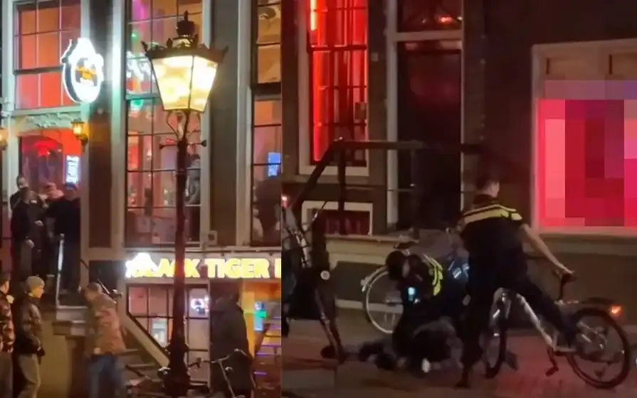 Видео показва как строго действа полицията в квартала на червените фенери в Амстердам