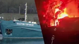 Руският петролен танкер „Валерий Горчаков“ е частично потопен след атака с дрон Снимка