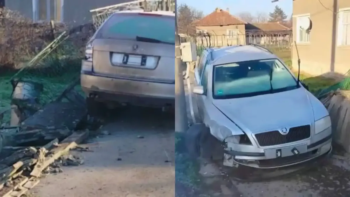 Пиян шофьор се вряза в ограда на къща в Монтанско Видео
