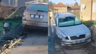 Пиян шофьор се вряза в ограда на къща в Монтанско Видео