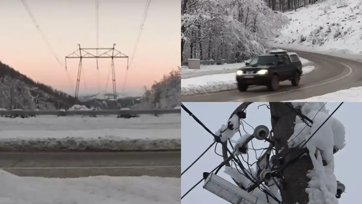 40 сантиметра сняг затрупа Осоговската планина, хора са без ток Видео