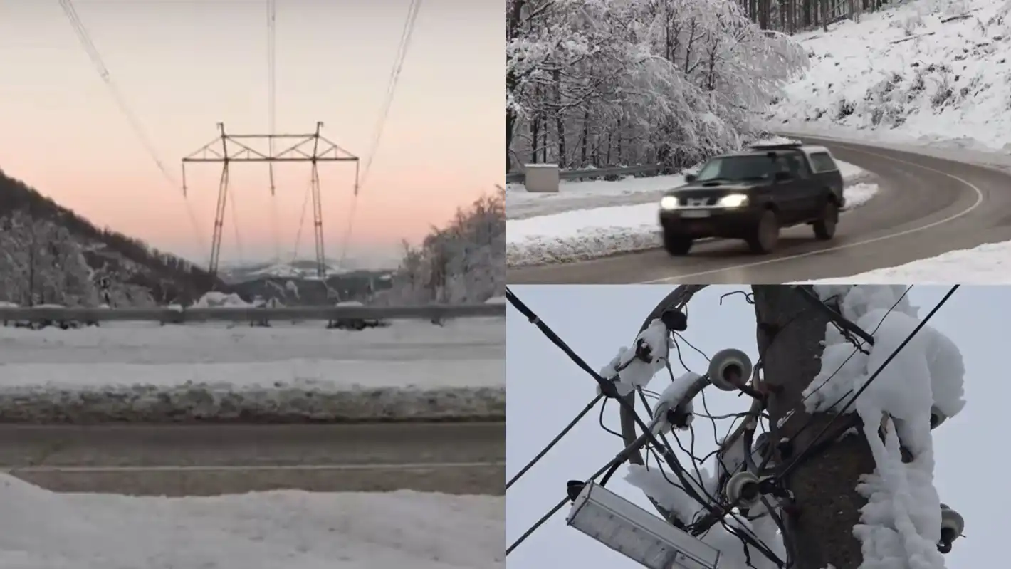 40 сантиметра сняг затрупа Осоговската планина, хора са без ток Видео