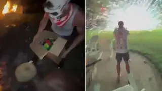 Чудаци хвърлиха кутия с фойерверки в огъня, ето какво се случи Видео