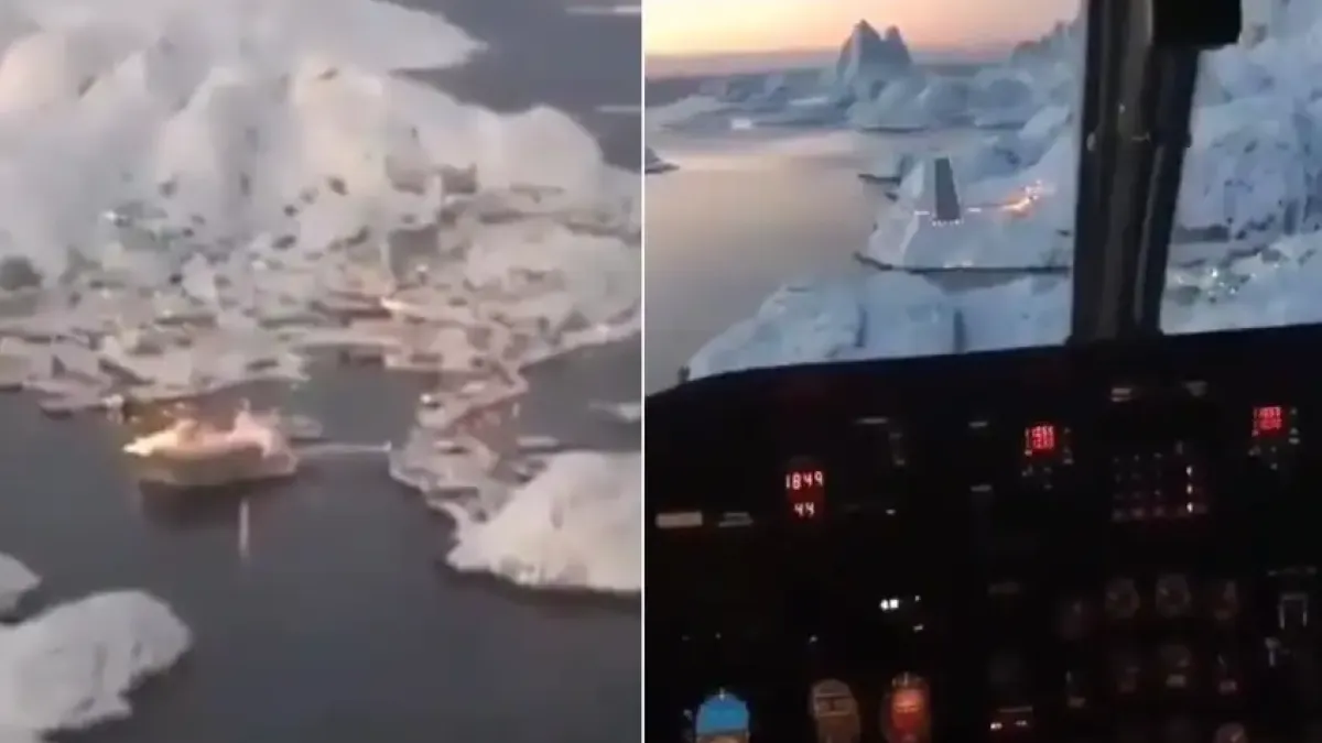 Вижте как изглежда кацането на самолет в Гренландия