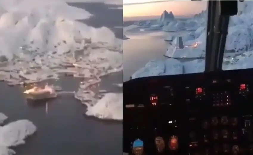 Вижте как изглежда кацането на самолет в Гренландия